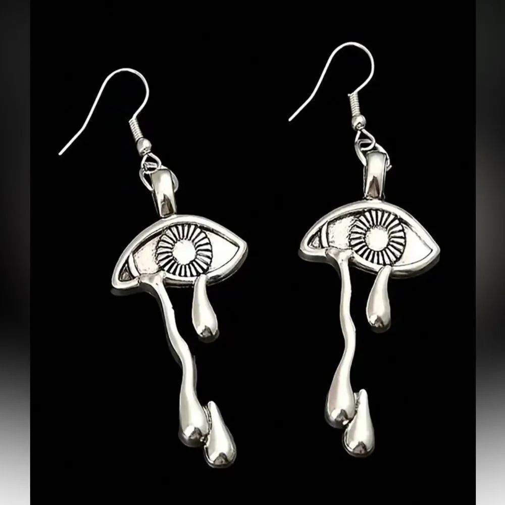 Silver Eye Motif Drop Earrings A1452